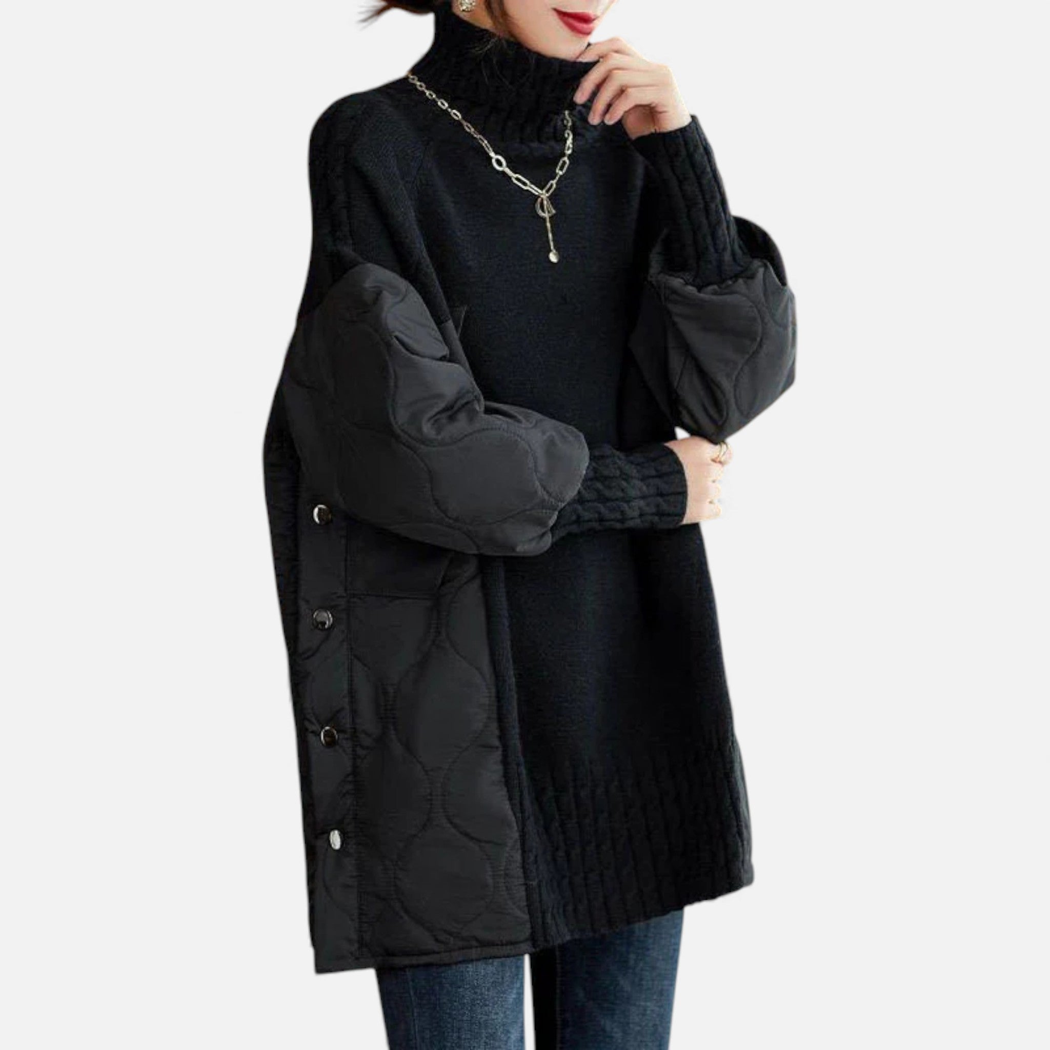 Amarendi | Pull Col Roulé Femme – Patchwork Raffiné