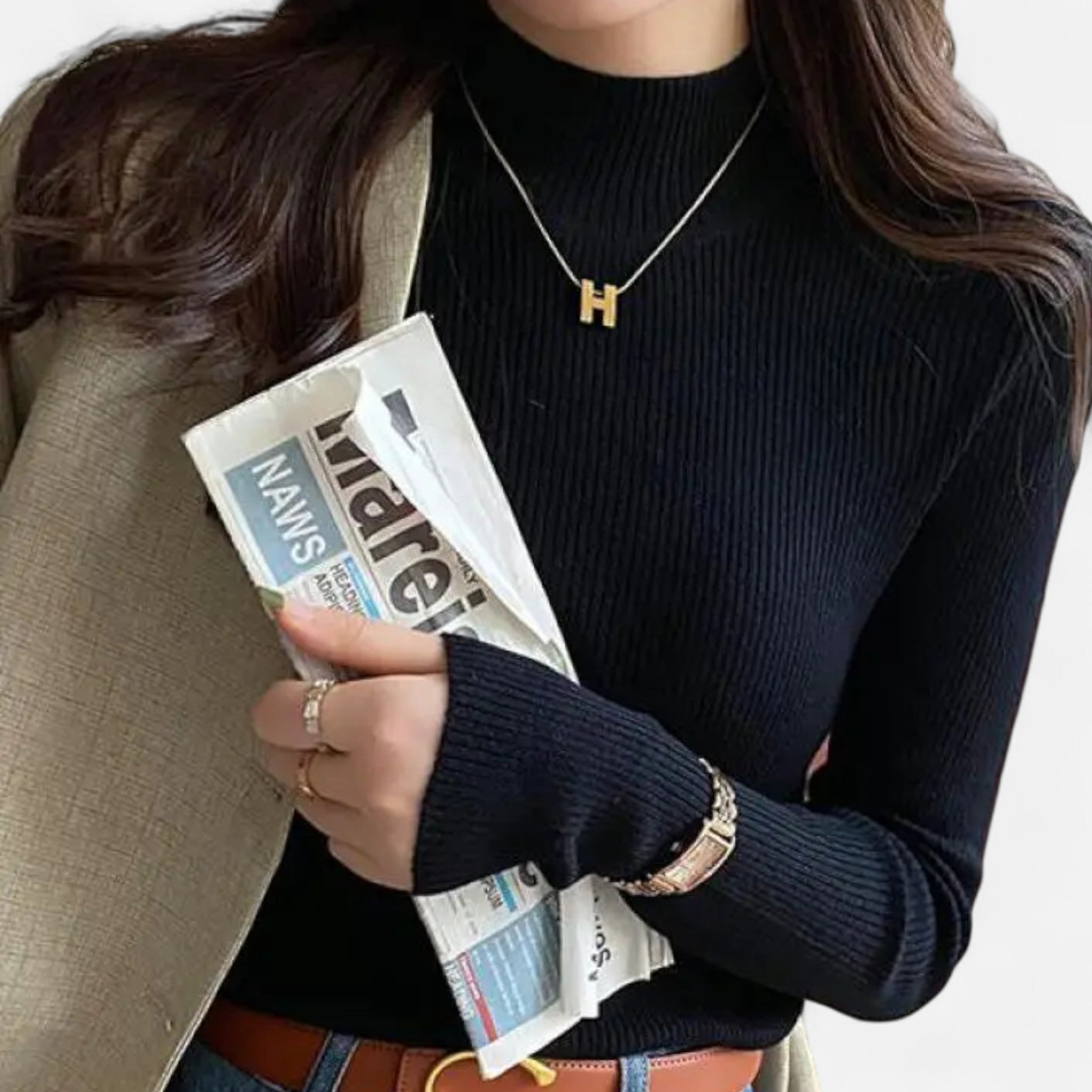 Amarendi | Pull Femme Col Montant Vintage